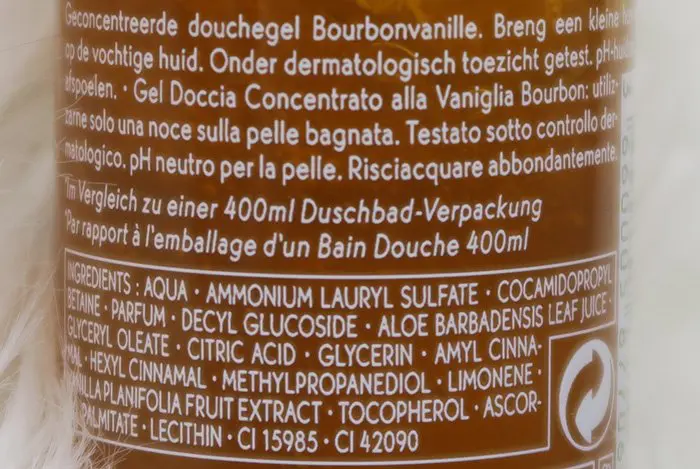 yves rocher bourbonvanille geconcentreerde douchegel ingredienten